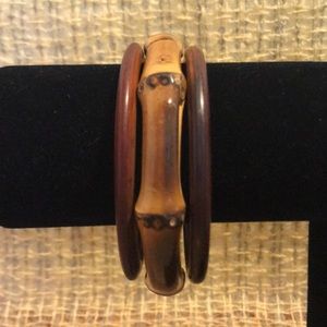 Trio of vintage wooden bracelets